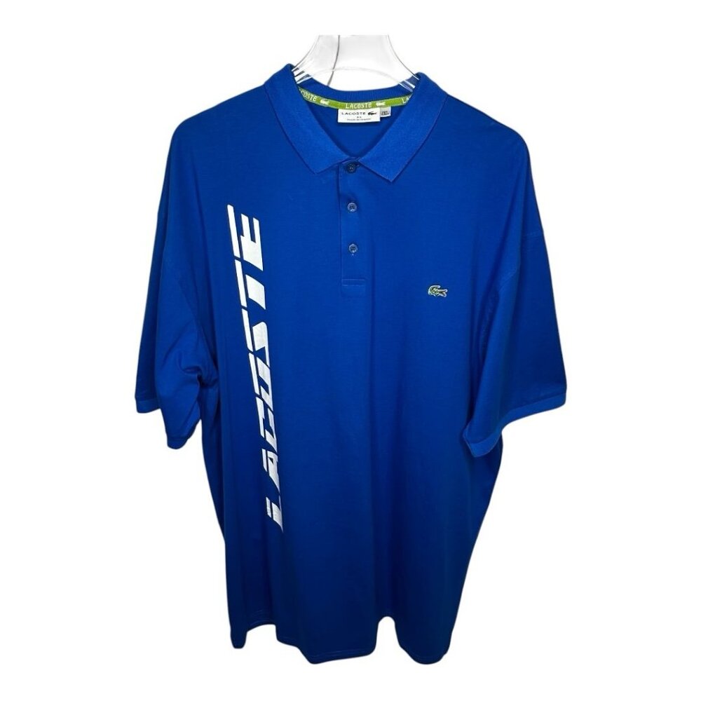 Lacoste 3 Button Blue and White Mens Polo Shirt Size 7X